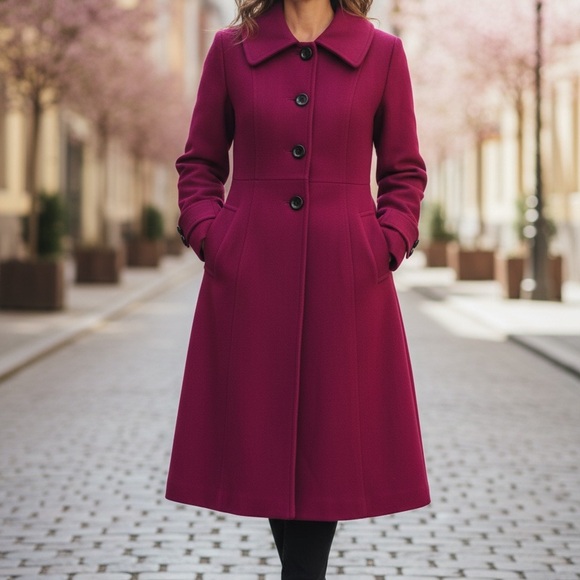 George Simonton Lambswool Cashmere Magenta Coat - Picture 2 of 10